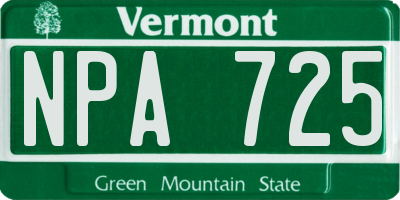VT license plate NPA725