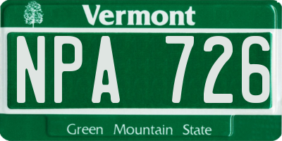 VT license plate NPA726