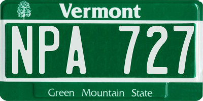 VT license plate NPA727