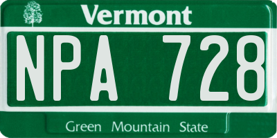VT license plate NPA728