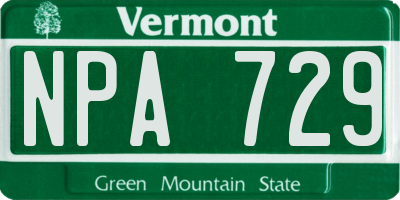 VT license plate NPA729