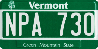 VT license plate NPA730