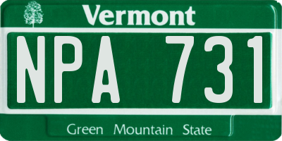 VT license plate NPA731