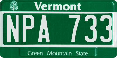 VT license plate NPA733