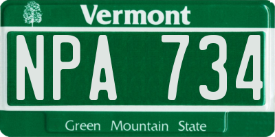 VT license plate NPA734