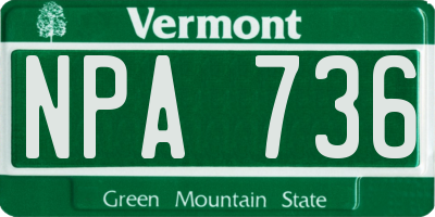 VT license plate NPA736