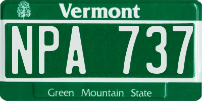 VT license plate NPA737