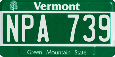 VT license plate NPA739