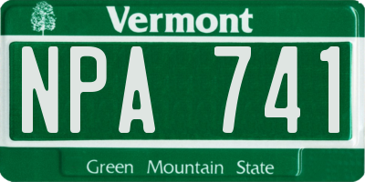 VT license plate NPA741