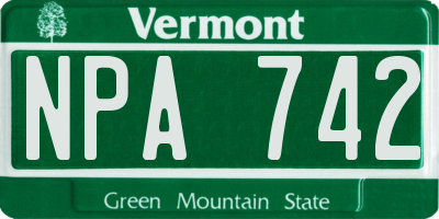VT license plate NPA742