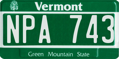 VT license plate NPA743