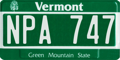 VT license plate NPA747