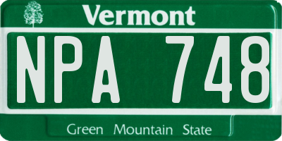 VT license plate NPA748