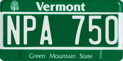 VT license plate NPA750