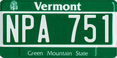 VT license plate NPA751