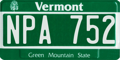 VT license plate NPA752