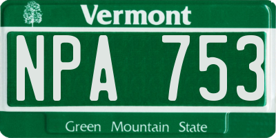 VT license plate NPA753