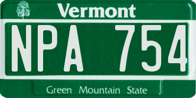 VT license plate NPA754