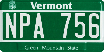 VT license plate NPA756