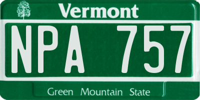 VT license plate NPA757