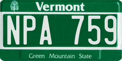 VT license plate NPA759