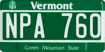 VT license plate NPA760