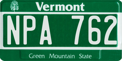 VT license plate NPA762