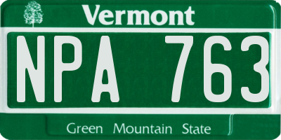 VT license plate NPA763