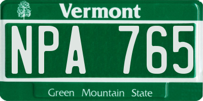 VT license plate NPA765