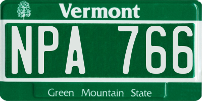 VT license plate NPA766