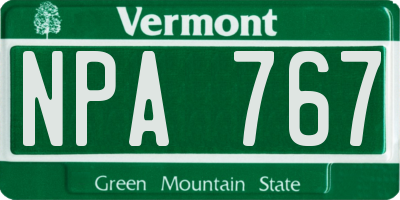 VT license plate NPA767
