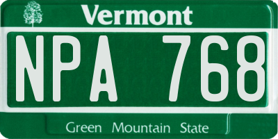 VT license plate NPA768