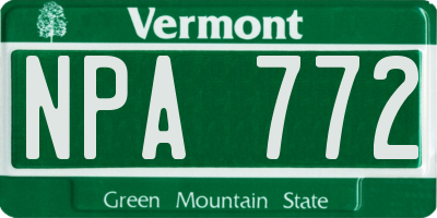 VT license plate NPA772
