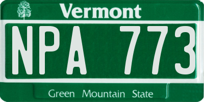 VT license plate NPA773