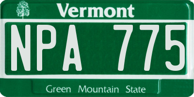 VT license plate NPA775