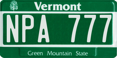 VT license plate NPA777