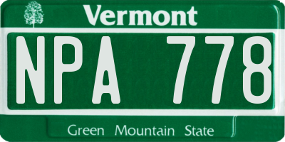 VT license plate NPA778