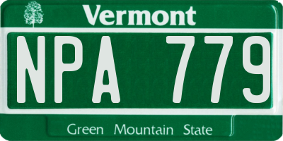 VT license plate NPA779