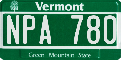 VT license plate NPA780