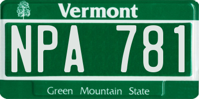VT license plate NPA781