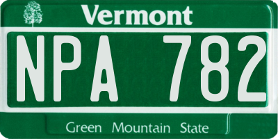 VT license plate NPA782
