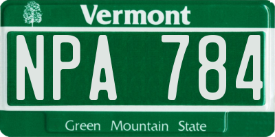 VT license plate NPA784