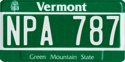 VT license plate NPA787