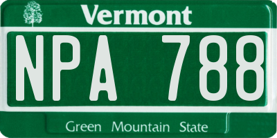 VT license plate NPA788