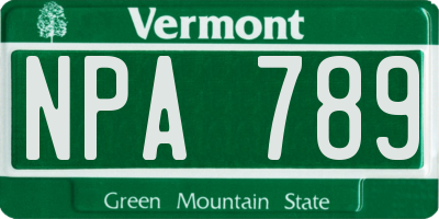 VT license plate NPA789