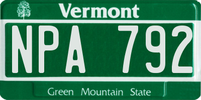 VT license plate NPA792