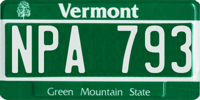 VT license plate NPA793