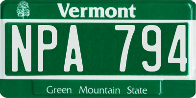 VT license plate NPA794