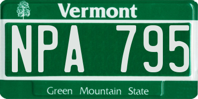 VT license plate NPA795