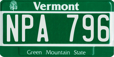 VT license plate NPA796